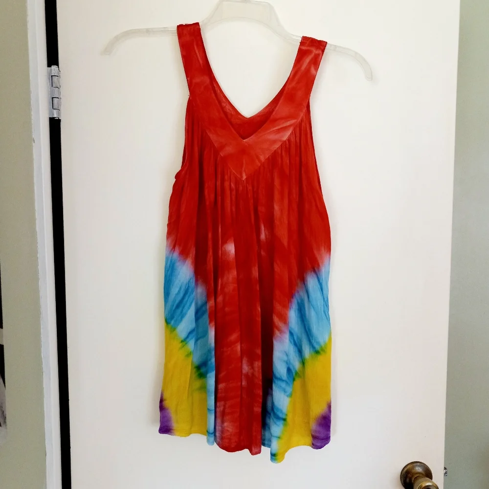 Colors of India free size tank tunic tie dye print
